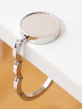 Foldable Silver Purse Hook with Round Top